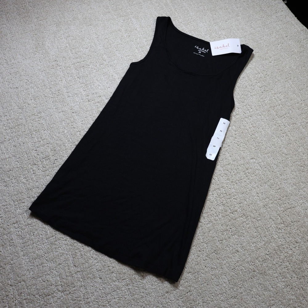 Isabel Maternity Ingrid & Isabel Black Ribbed Tank Top Size M NWT SS-021